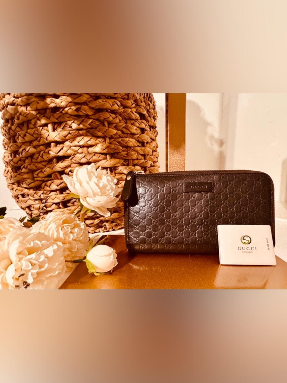 Gucci bronze microguccissima patent leather Large zip around wallet - Picture 3 of 15